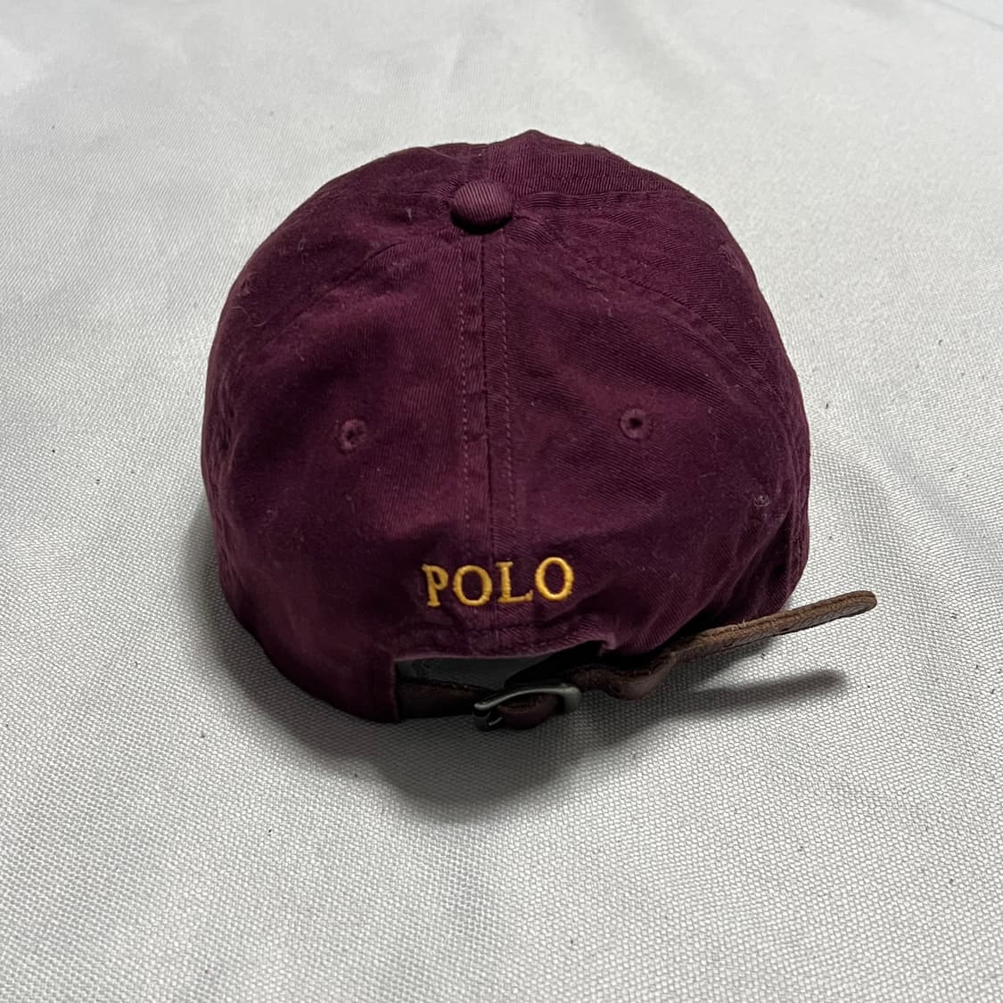 OS 폴로랄프로렌 버건디 코튼 가죽 스트랩 볼캡 상품이미지4