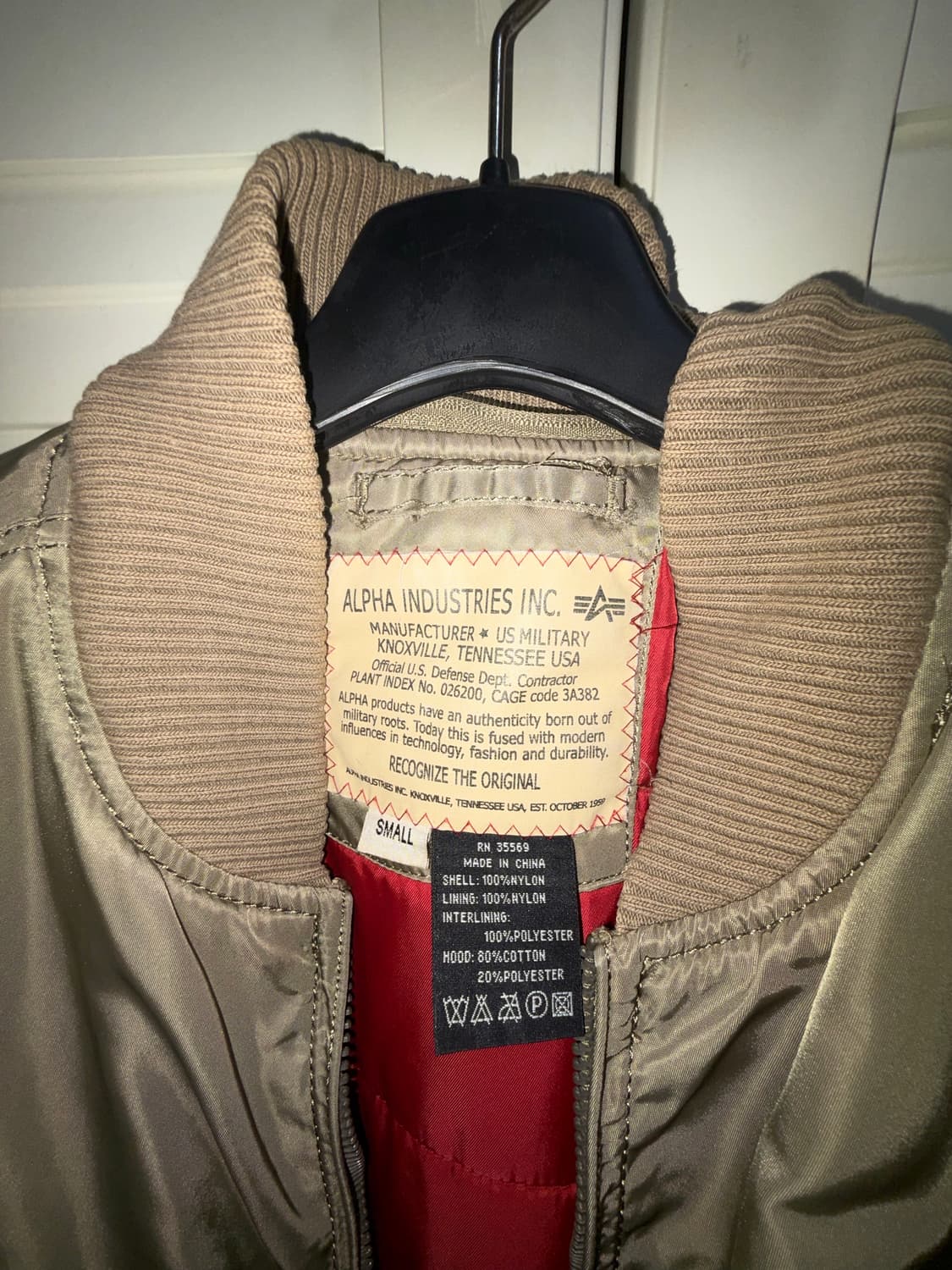 알파인더스트리 빈티지 ma-1 라이트 카키 상품이미지3