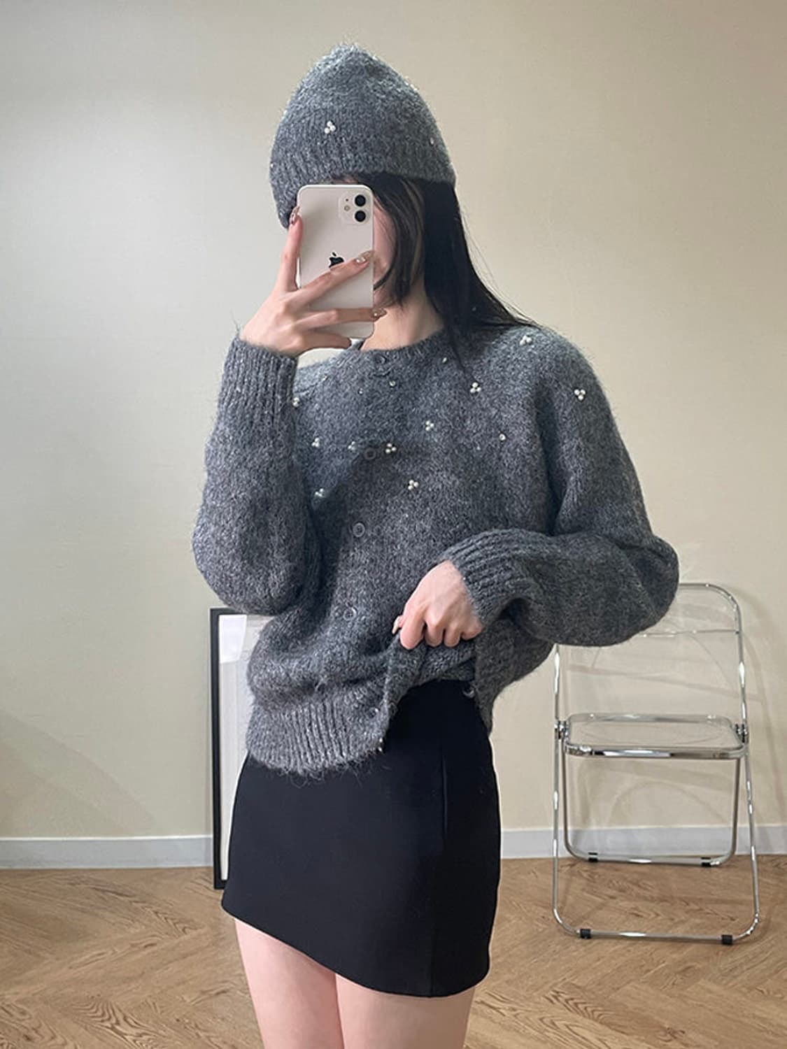 진주가디건+비니 set 상품이미지1