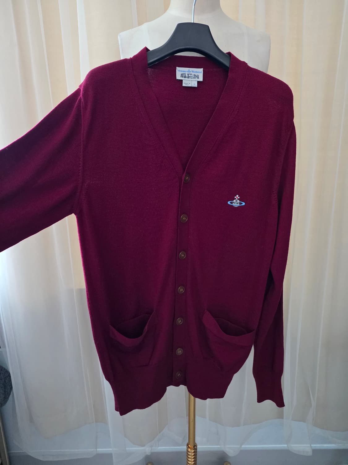 비비안웨스트우드 버건디 가디건 남성 니트 스웨터 상품이미지3