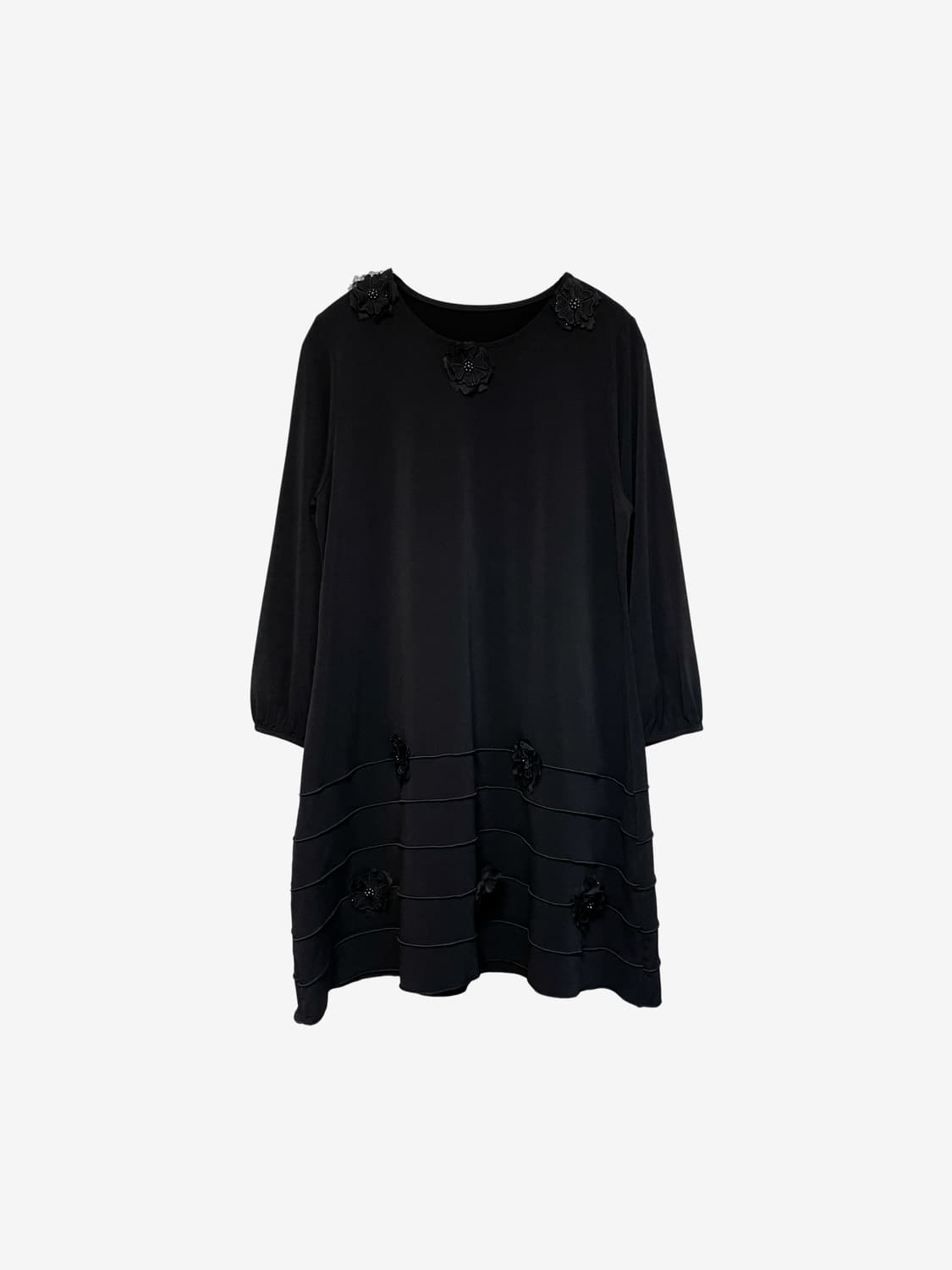 Flower Corsage Midi Dress - Black 상품이미지4