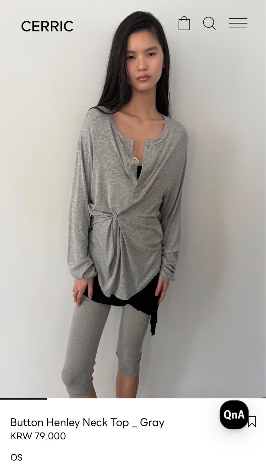 Cerric 세릭 Button Henley Neck Top _ Gray 상품이미지5