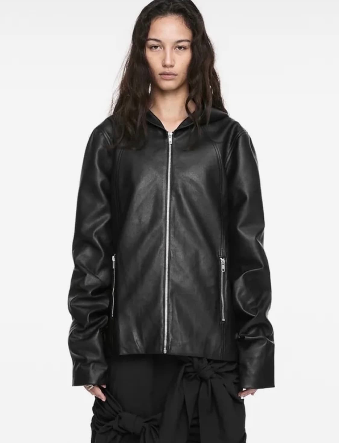 나체 후드 레더 자켓 상품이미지1