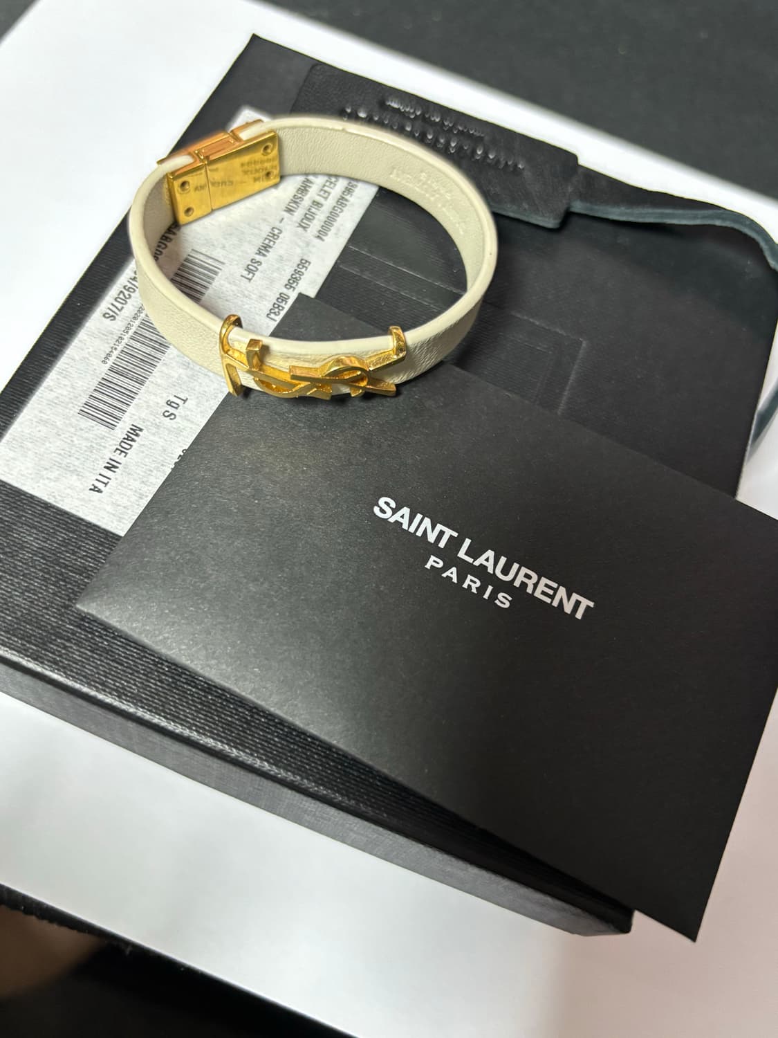 생로랑 YSL 레더 팔찌 아이보리 상품이미지1