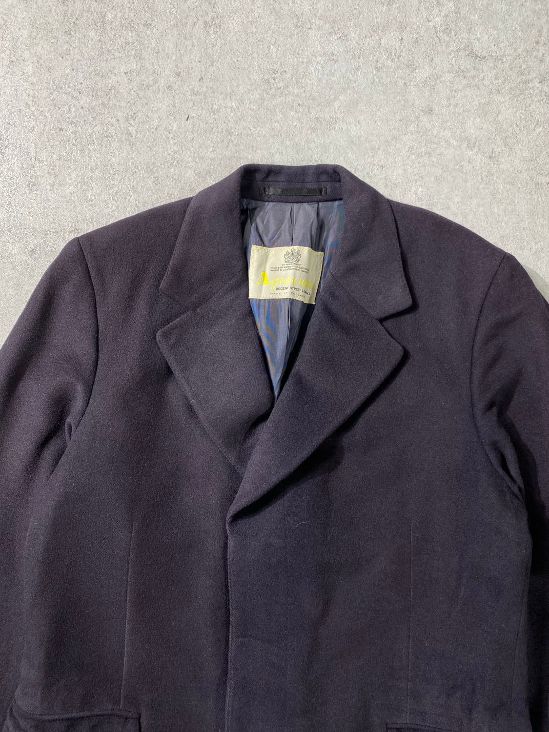 [M] 80s Aquascutum 페이드 네이비 캐시미어 코트 상품이미지3