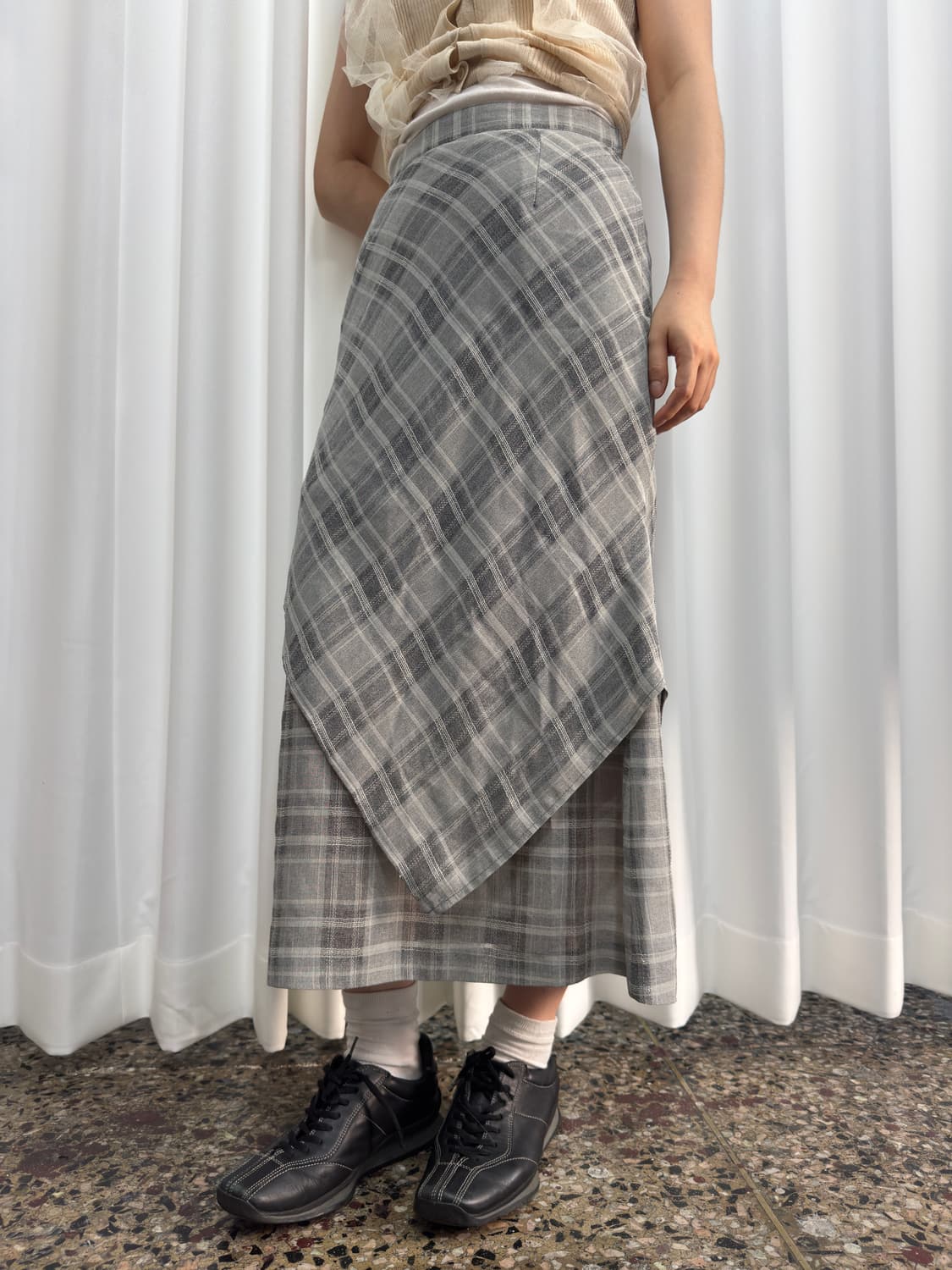 check layered skirt 상품이미지2