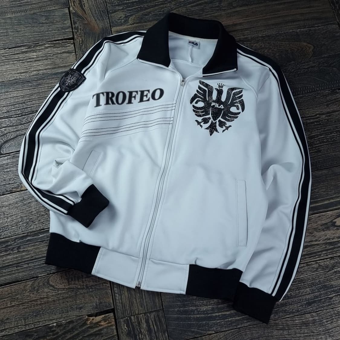 [휠라] 이탈리아 빈티지 그래픽 화이트 져지 트랙탑 집업 M18413 상품이미지1