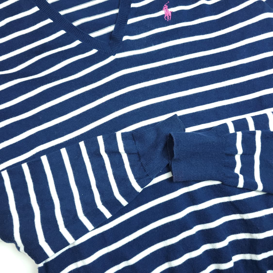 [택포]폴로 피마코튼 브이넥 니트 L 상품이미지6