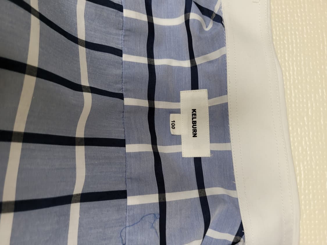 캘번 KELBURN 남자 체크 반팔셔츠 100 스카이블루 상품이미지9