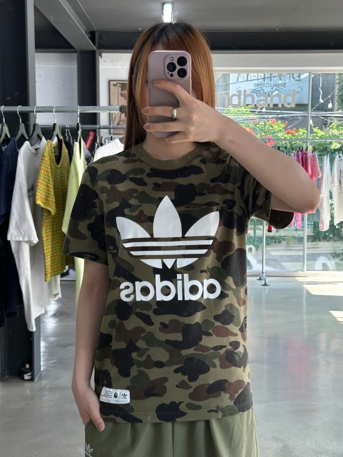 베이프 X 아디다스 아디컬러 카모 티셔츠 녹계 상품이미지1