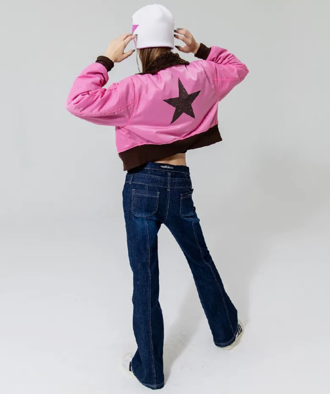 갸루깔 러닝하이 나일론-퍼 리버시블 집업 점퍼 [핑크/브라운] 상품이미지3