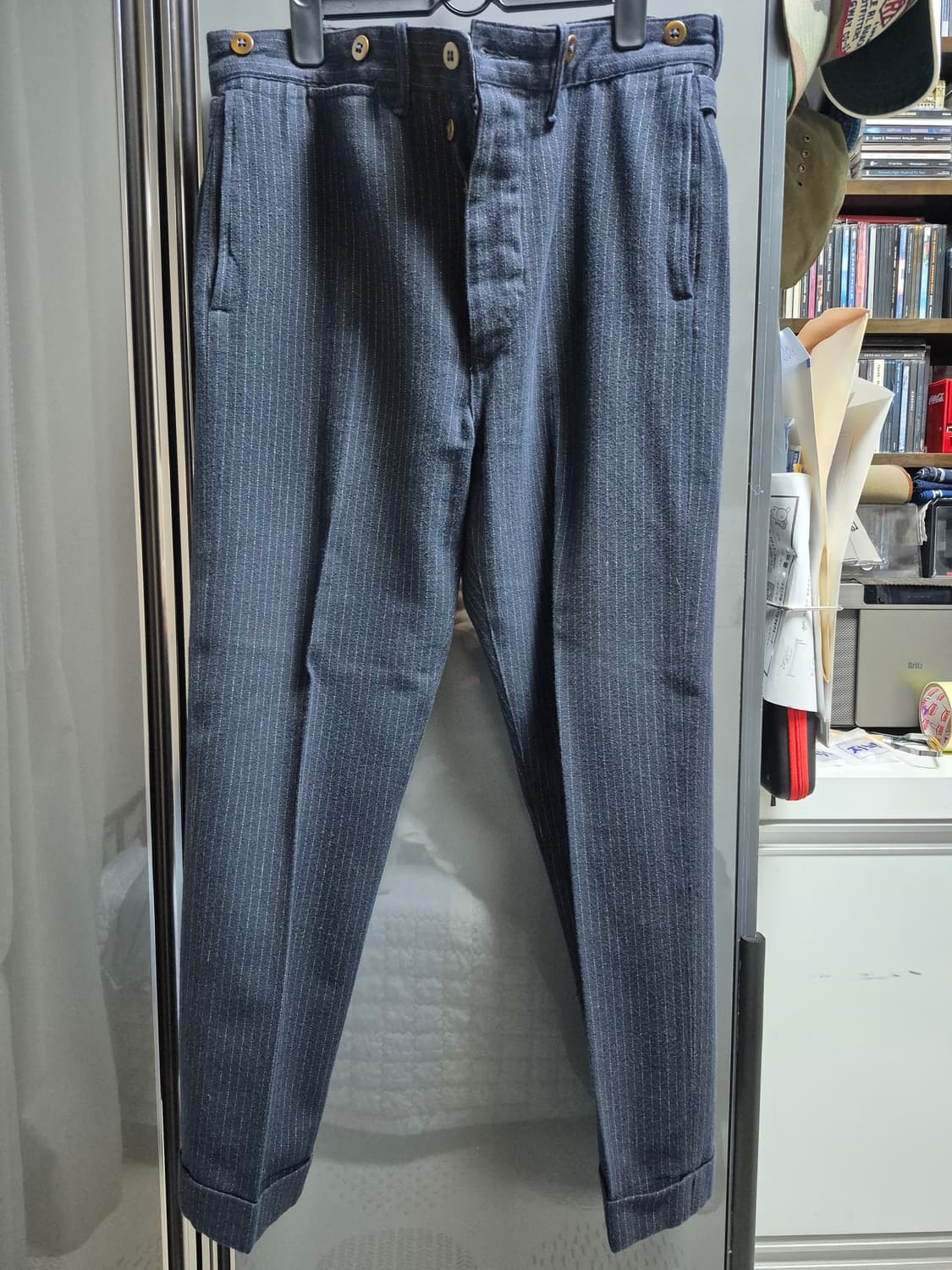 더블알엘 네이비 핀스트라이프 울 트루져 상품이미지7