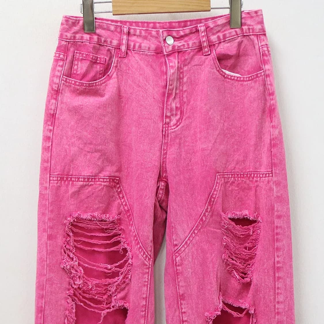쉬인 핫핑크 디스트로이드 팬츠 67092 상품이미지3