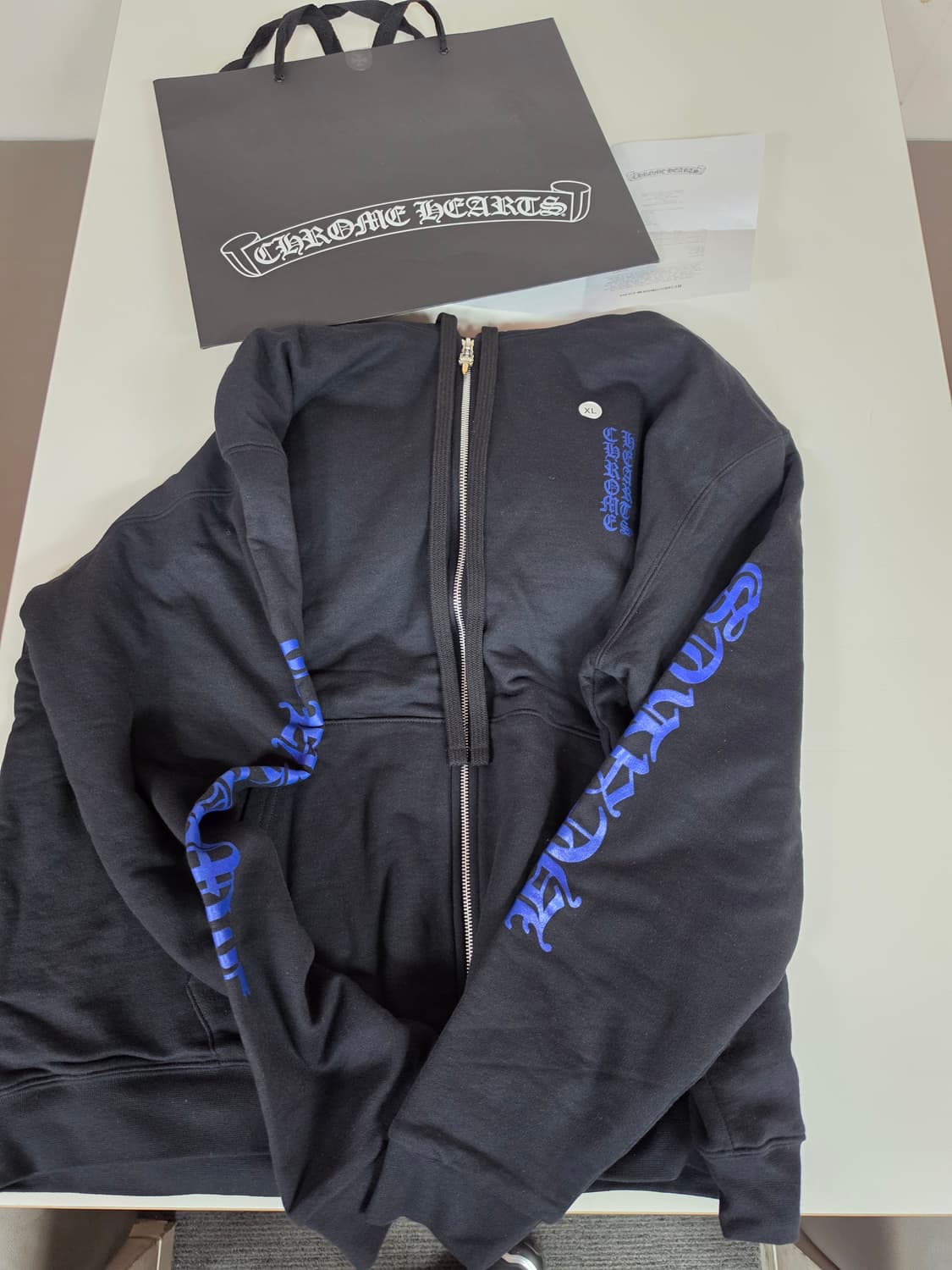 새상품 크롬하츠 버티컬로고 블루 후드집업 XL 상품이미지2