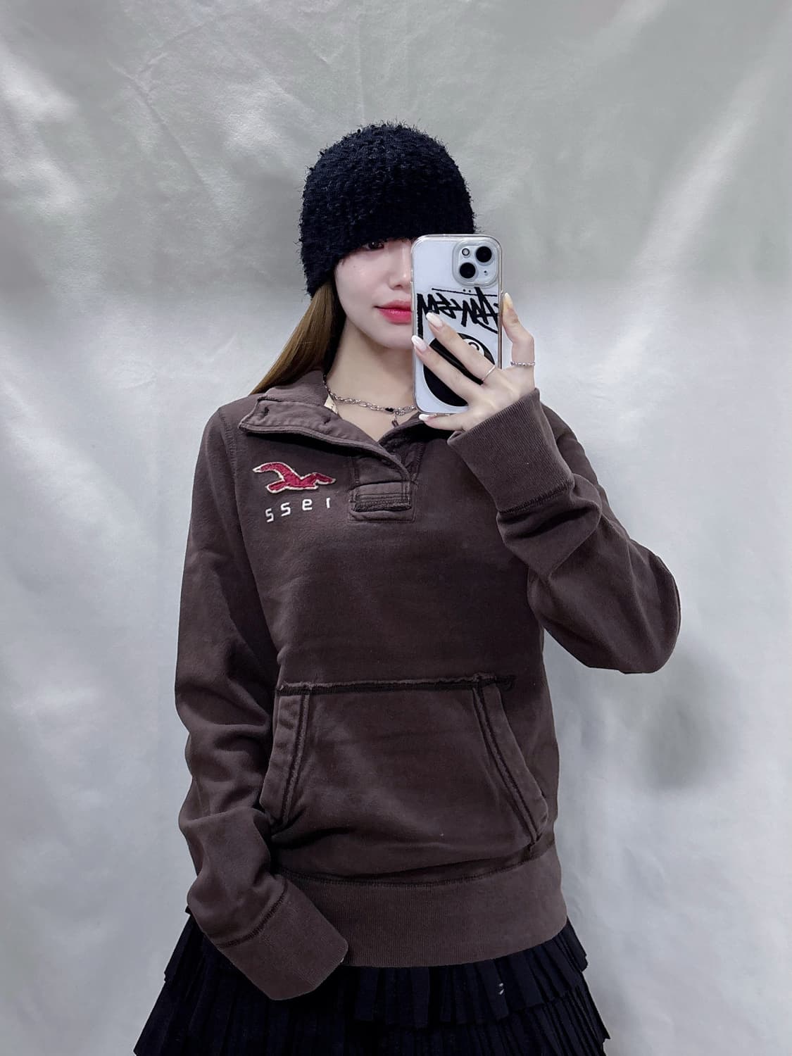 홀리스터 브라운 버튼 반집업  상품이미지2