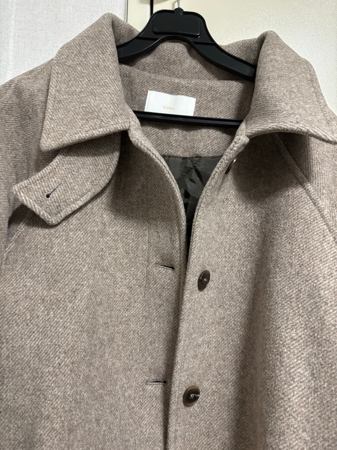 로에일 헤링본 울 롱코트 베이지 상품이미지5