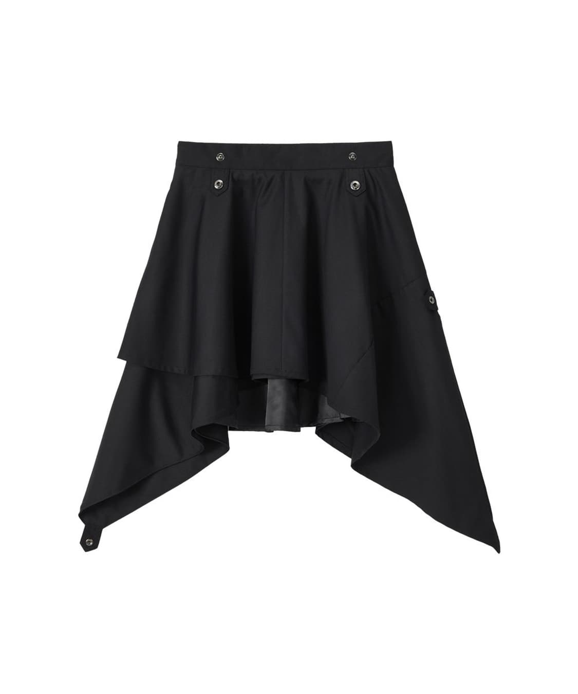 우알롱 어시메트릭 언발란스 레이어드 스커트 블랙 상품이미지2