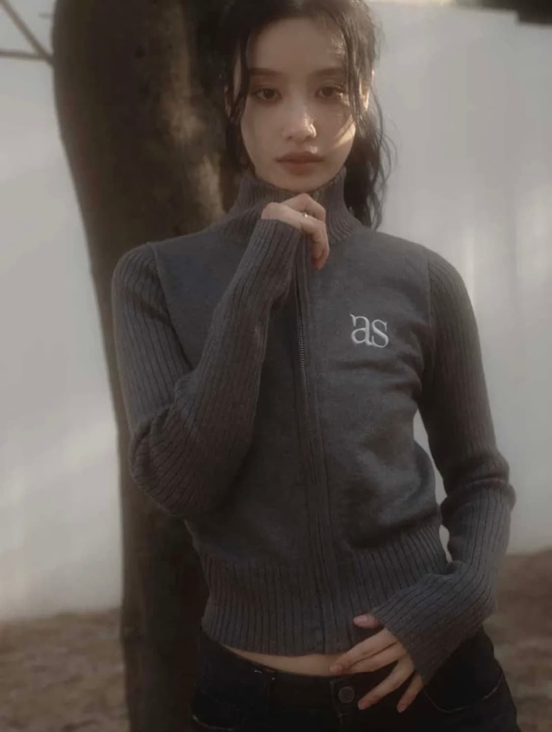 애즈온 마론 니트 차콜 상품이미지1