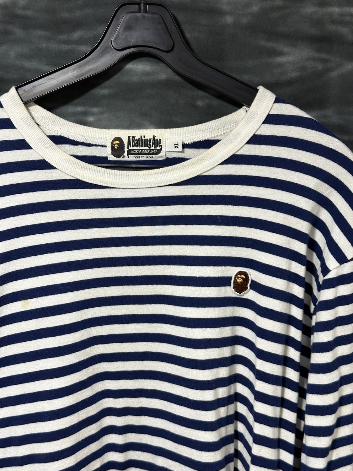 베이프 스트라이프 긴팔티셔츠 네이비 XL(100) 상품이미지3