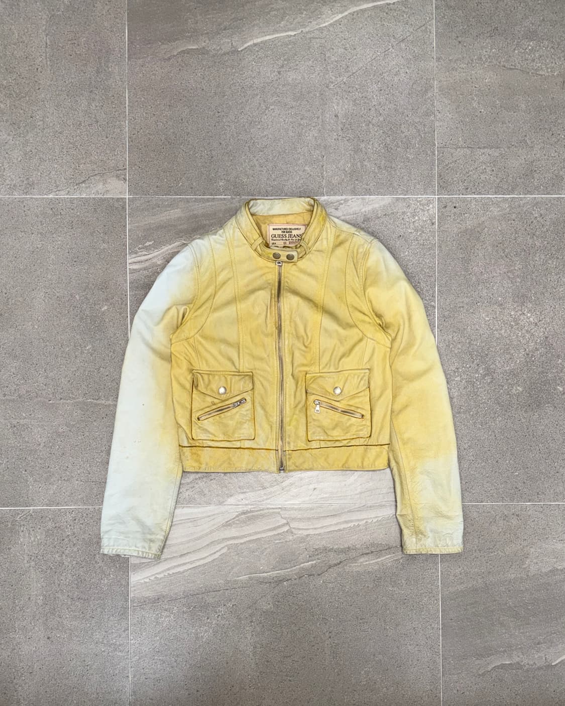 GUESS aging yellow cow skin biker jacket 상품이미지1