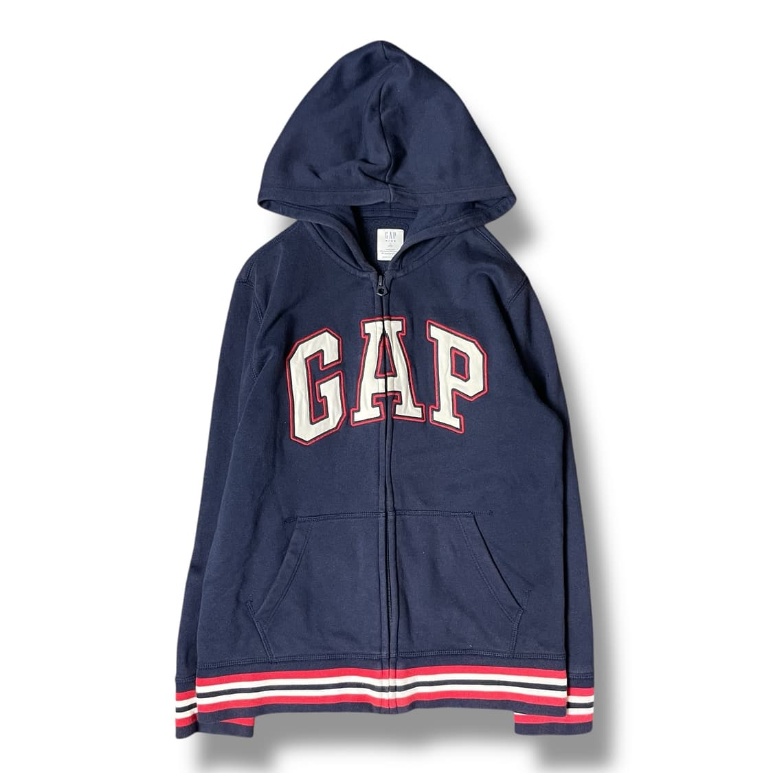 갭 키즈 네이비 레드 포인트 라인 후드 집업 L 상품이미지1