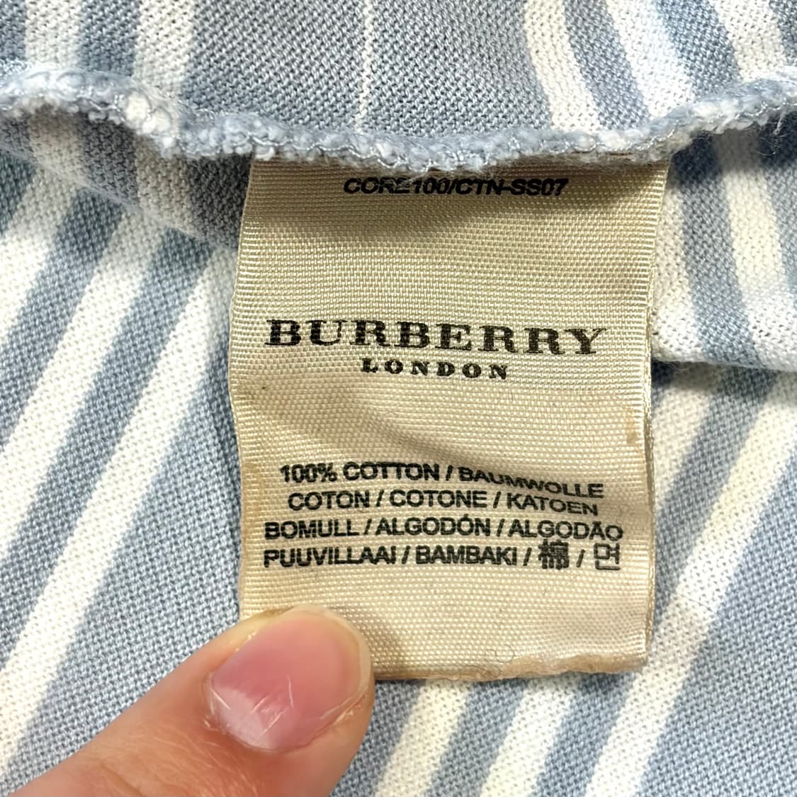 버버리 스카이블루 체크 반팔 PK 셔츠 XL 상품이미지7
