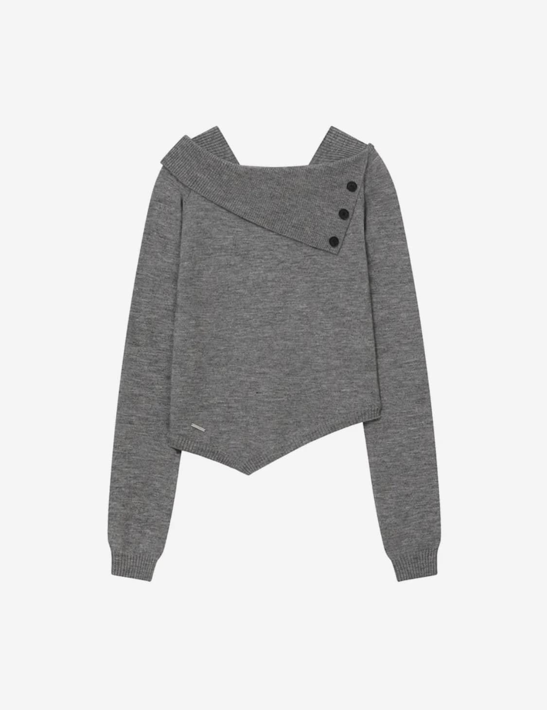 택ㅇ)미세키서울 오블리크 라인 버튼 니트 그레이 상품이미지1