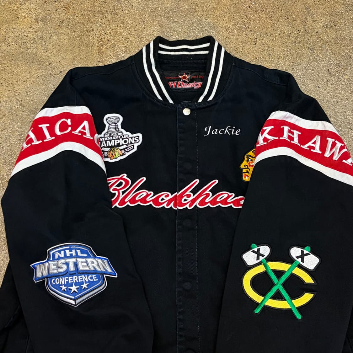 90s 미국 빈티지 제프헤밀턴 NHL 시카고 블랙호크스 우승 자켓 상품이미지5