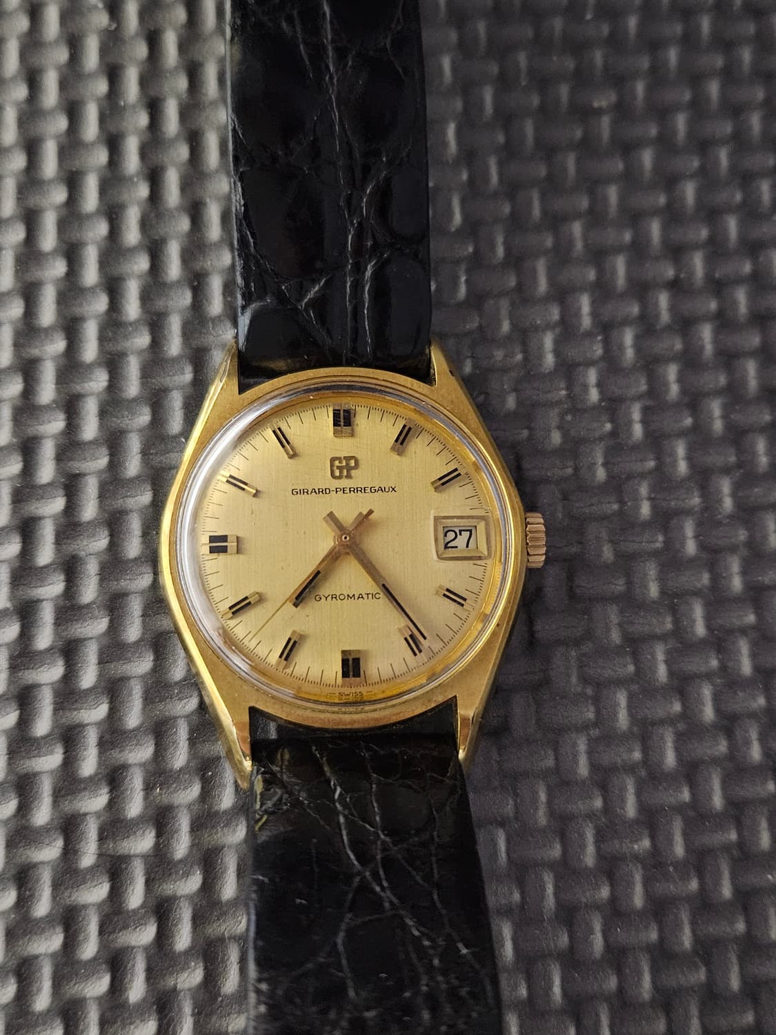 빈티지 지라드 페리고 자이로매틱 - 골드 & 스틸 클래식 드레스 워치 상품이미지2