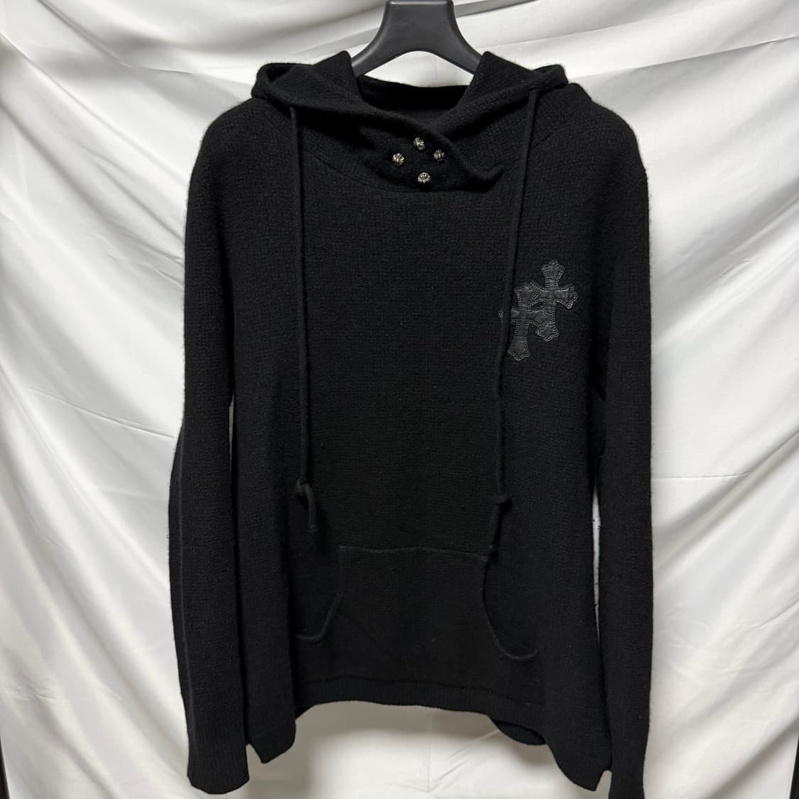 [S+급/XL] 크롬하츠 VIC 레더패치 캐시미어 니트 후드티 상품이미지1