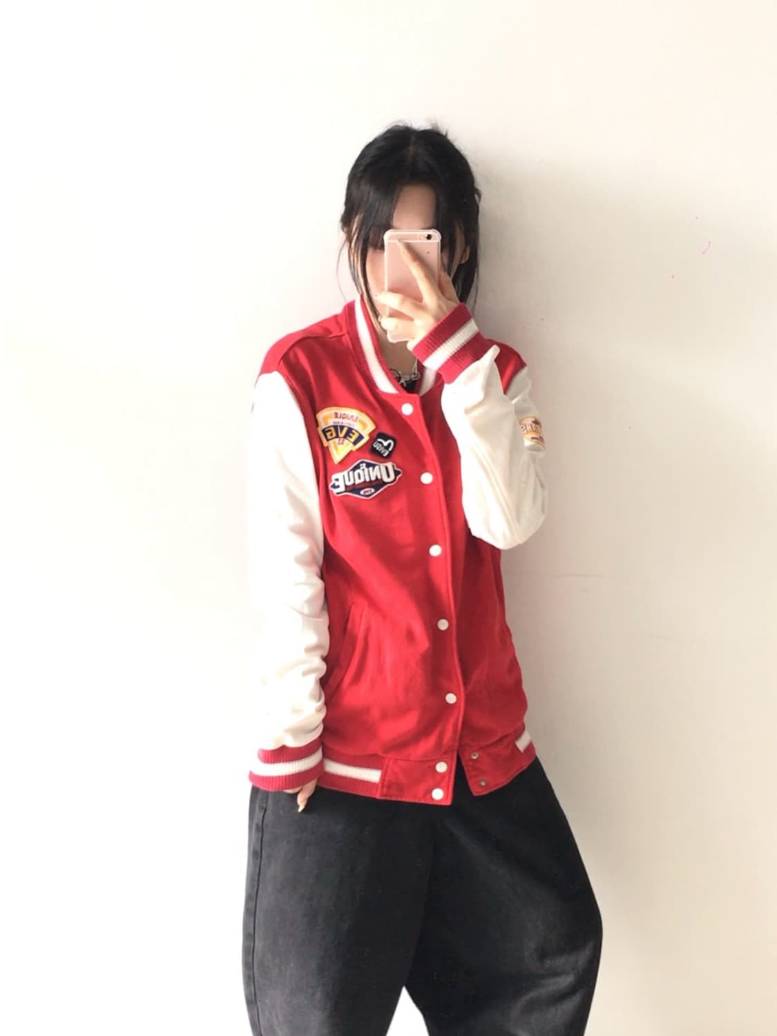 에비수 패치워크 바시티 자켓 상품이미지2