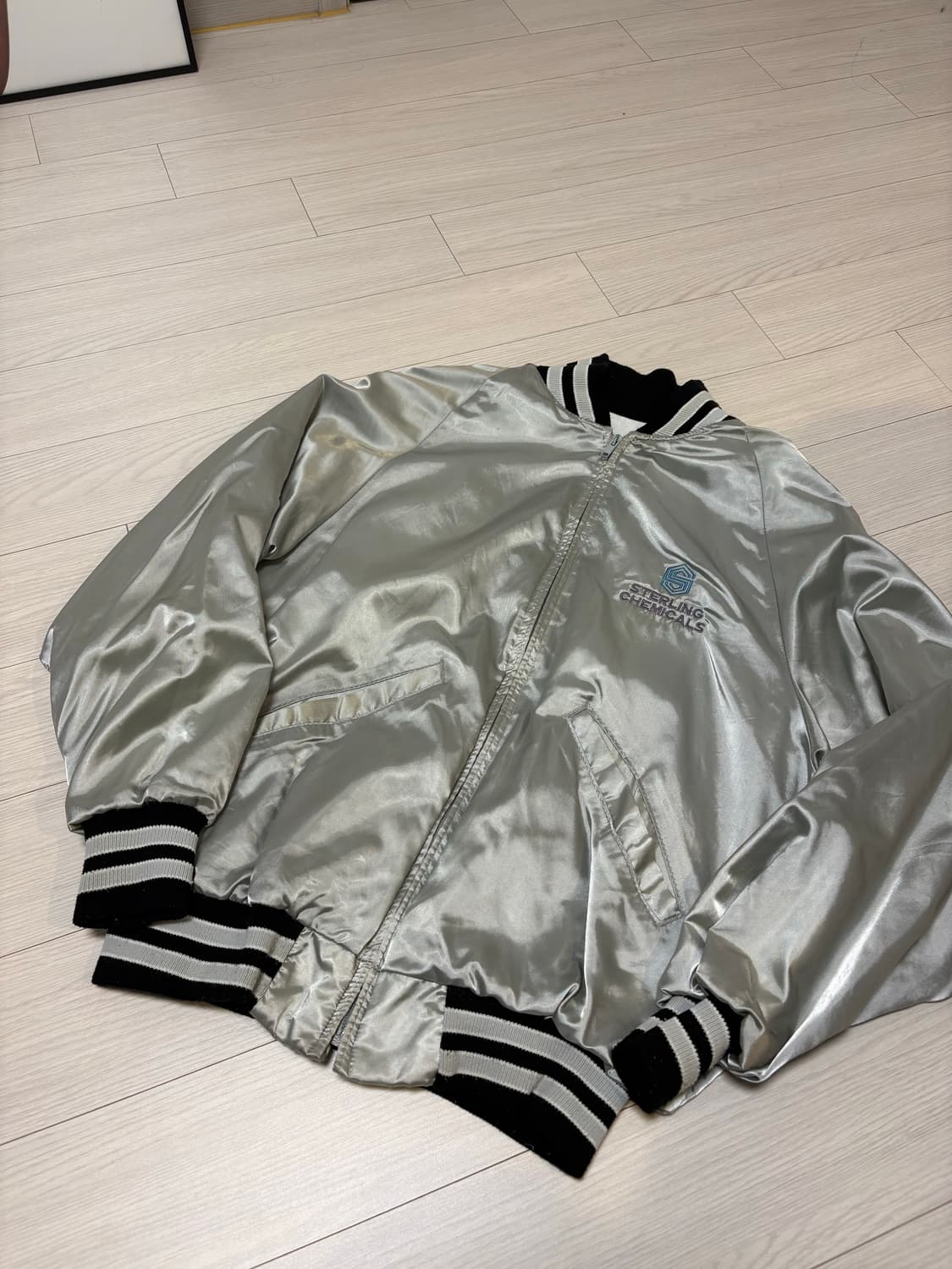 빈티지 스카쟌 바시티 자켓 실버(95-100) 상품이미지1