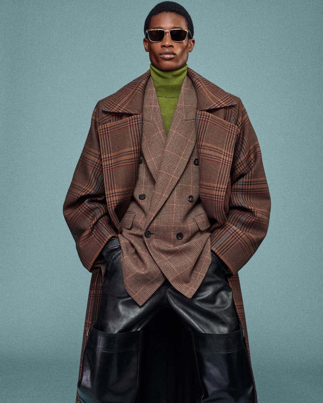 [차은우님 착용] 생로랑 25FW 스트럭쳐드 더블 브레스티드 체크 자켓 상품이미지2