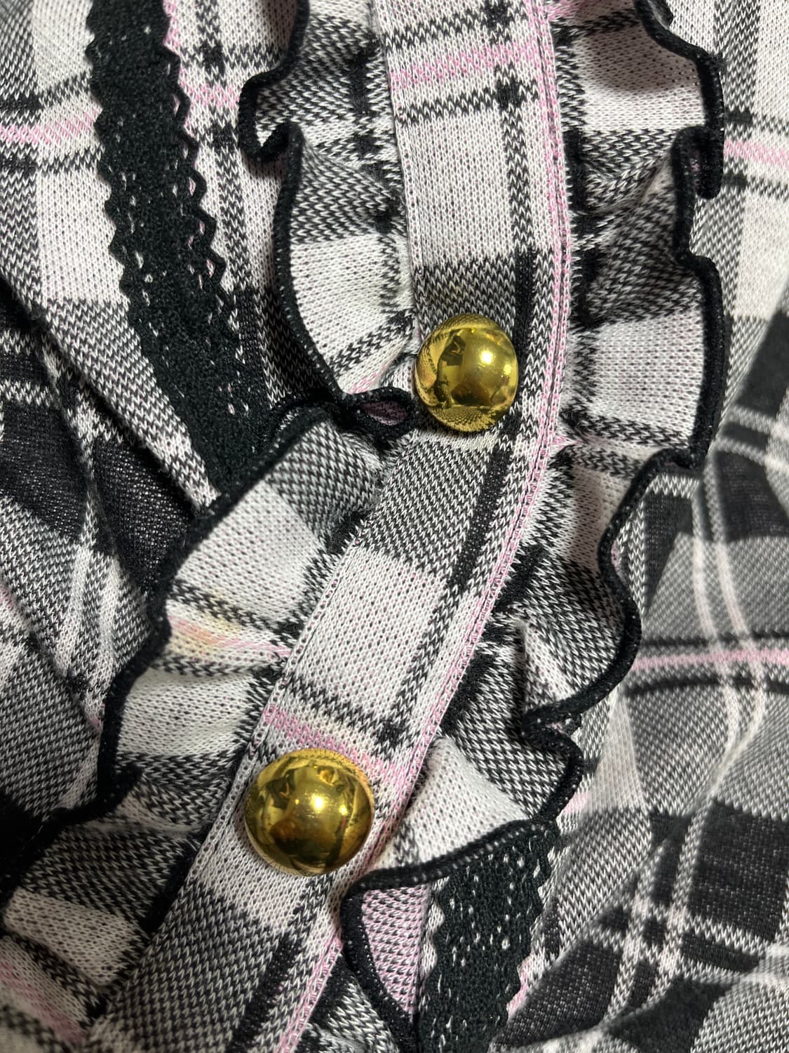 핑크 블랙 체크 원피스 멜빵 상품이미지3