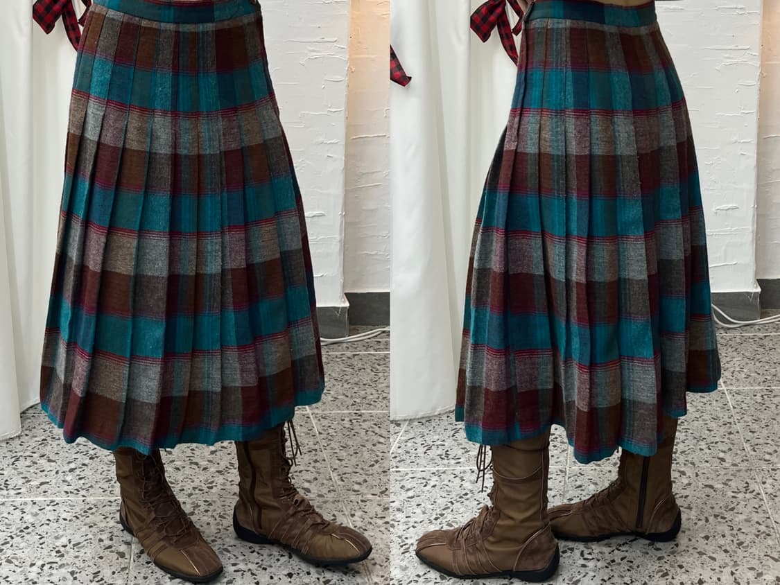 Blue check pattern skirt 상품이미지5