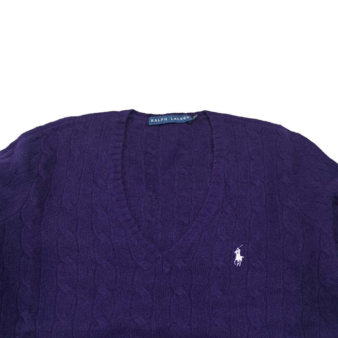 CL362 XL 폴로 90s 홍콩판 울캐시미어 케이블  퍼플 니트 스웨 상품이미지2