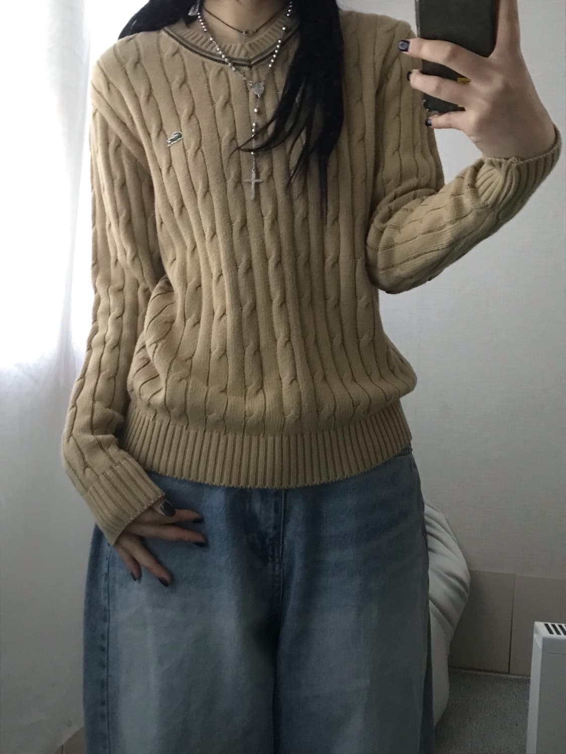 라코스테 베이지 케이블 니트 상품이미지1