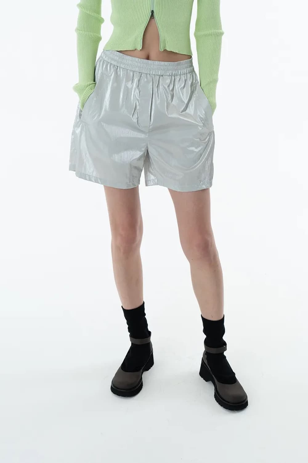 [아모멘토]AMOMENTO SILVER FOIL SHORTS /실버쇼츠 상품이미지3