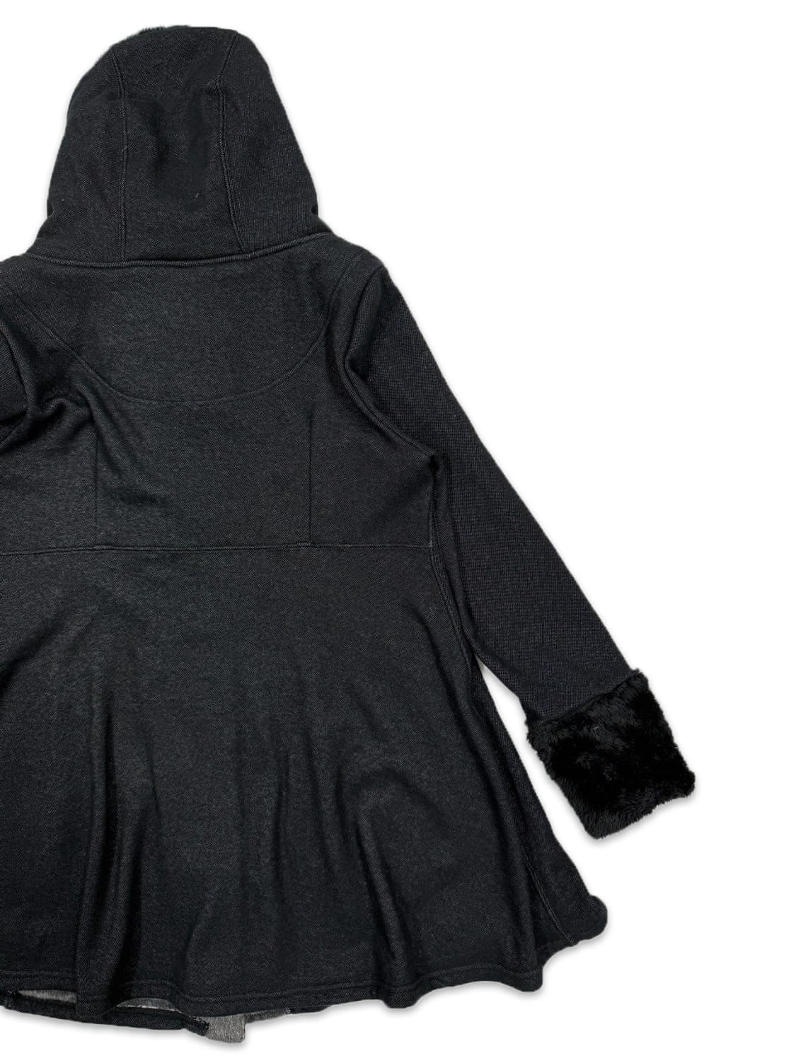 빈티지 블랙 안기모 사선 지퍼 플레어 롱 스웨트 자켓 상품이미지5