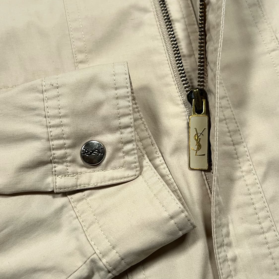 90‘s 입생로랑 베이지 코튼 집업 자켓 상품이미지3