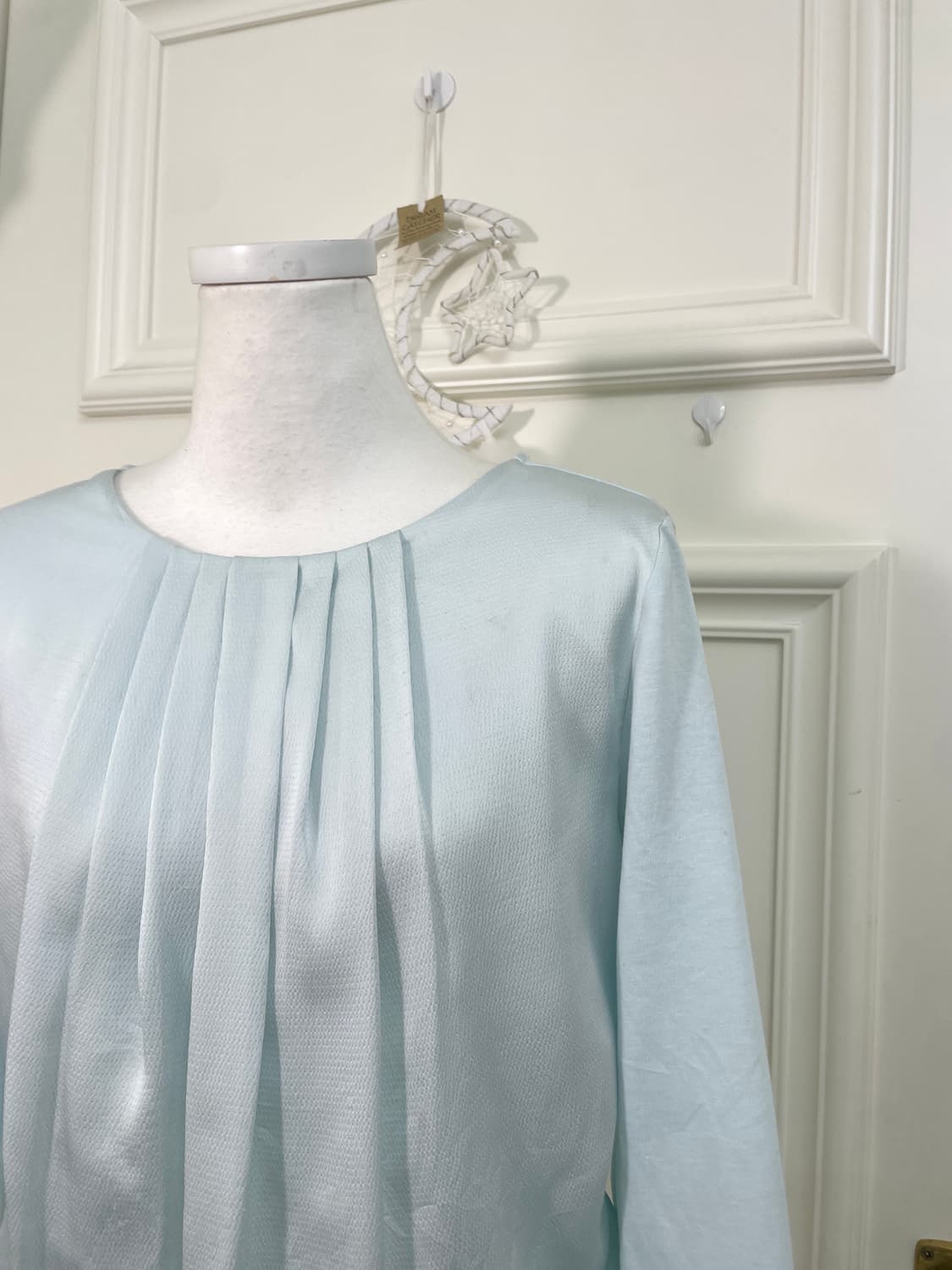 ice blue pleats waist lace top(size-M) 상품이미지6