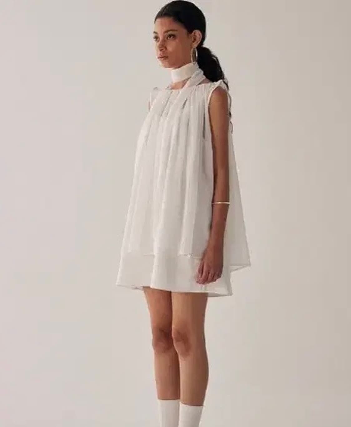 트리밍버드 타이 미니 원피스 화이트 상품이미지2