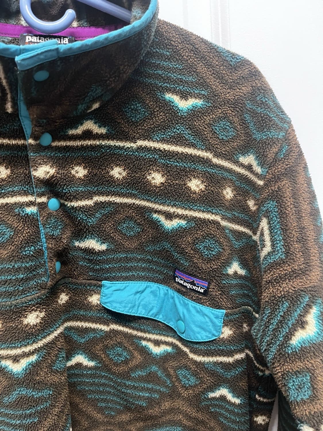 13FW 파타고니아 신칠라 스냅T 패턴 플리스 자켓 블루브라운 상품이미지2