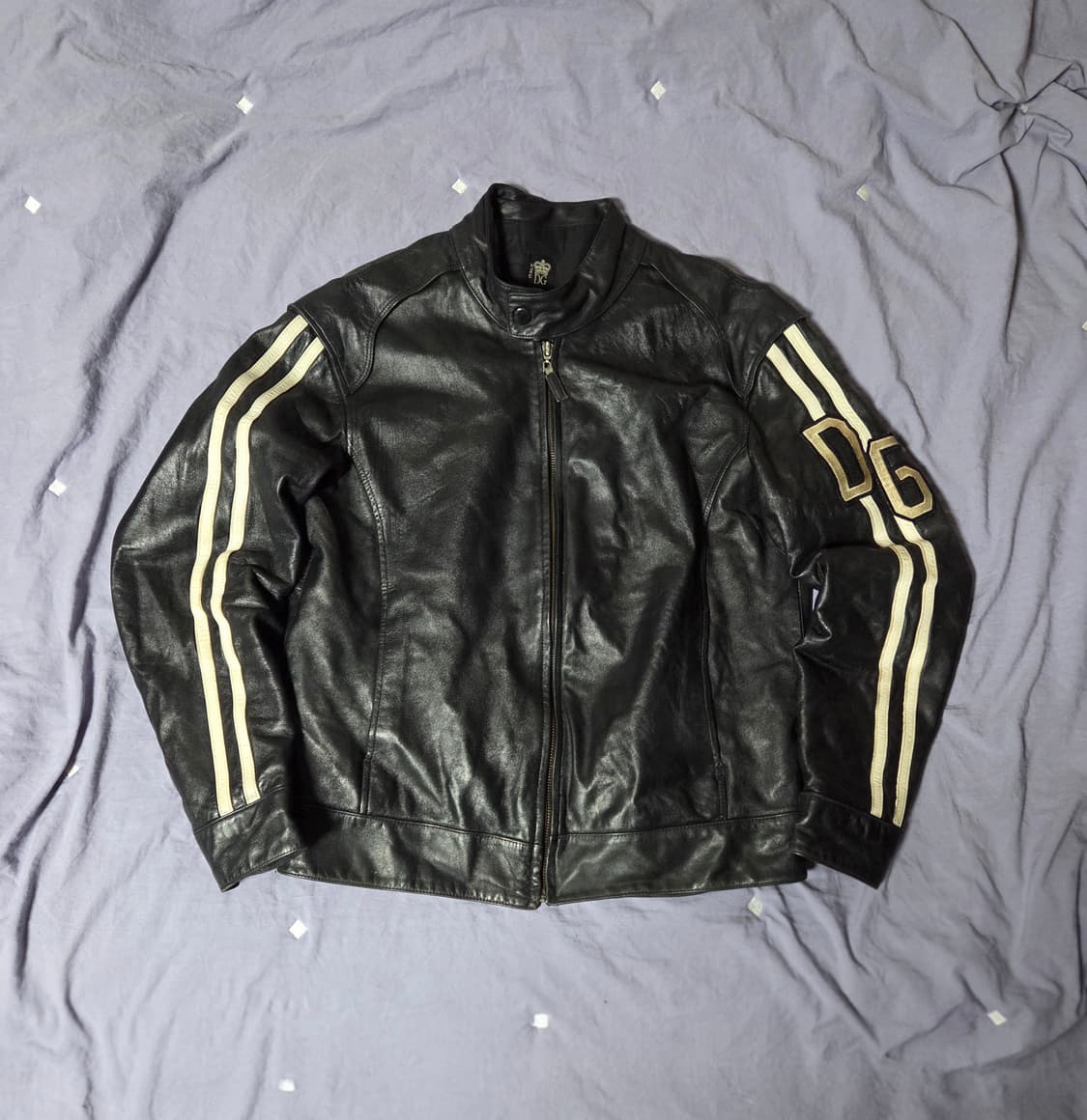 돌체앤가바나 DG 로고 가죽 라이더 자켓 블랙 상품이미지1