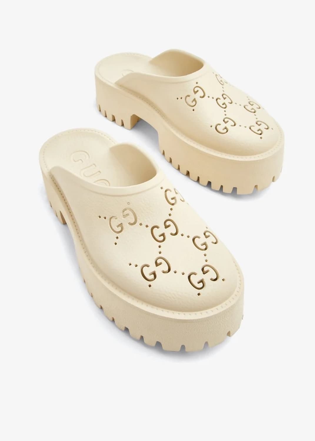 구찌 GUCCI 러버 GG 로고 크록스 클로그 뮬 슬리퍼 플랫폼 샌들 상품이미지1