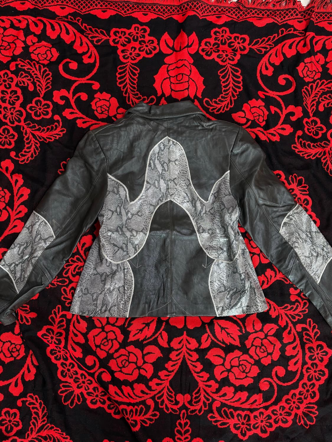 Rock Punk phyton pattern leather jacket 상품이미지4