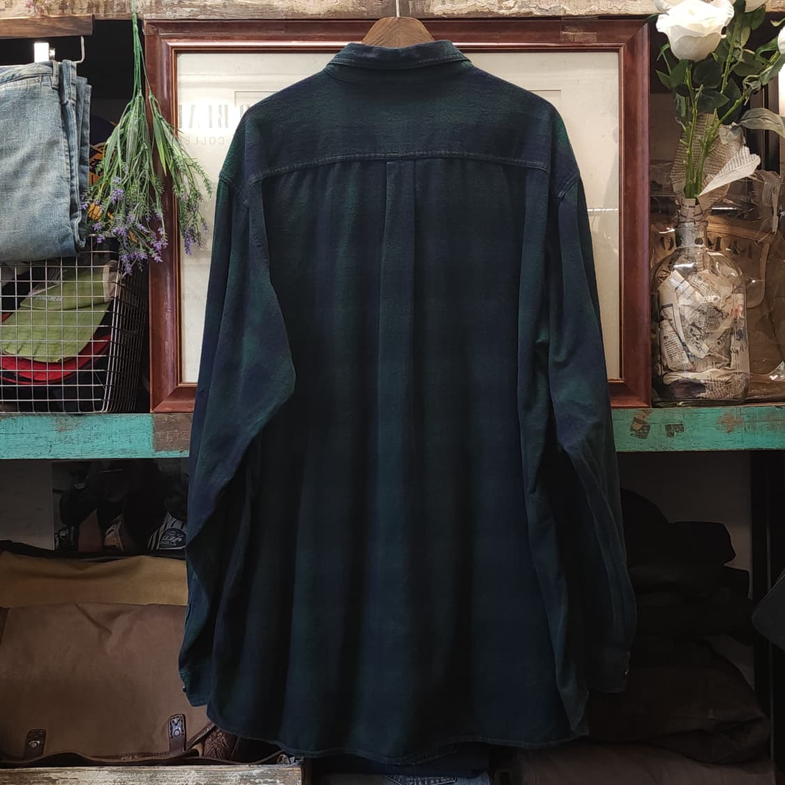 90s 엘엘빈 체크셔츠 플란넬 셔츠 헤비코튼 빅셔츠 블랙와치 빅 xxl 상품이미지3