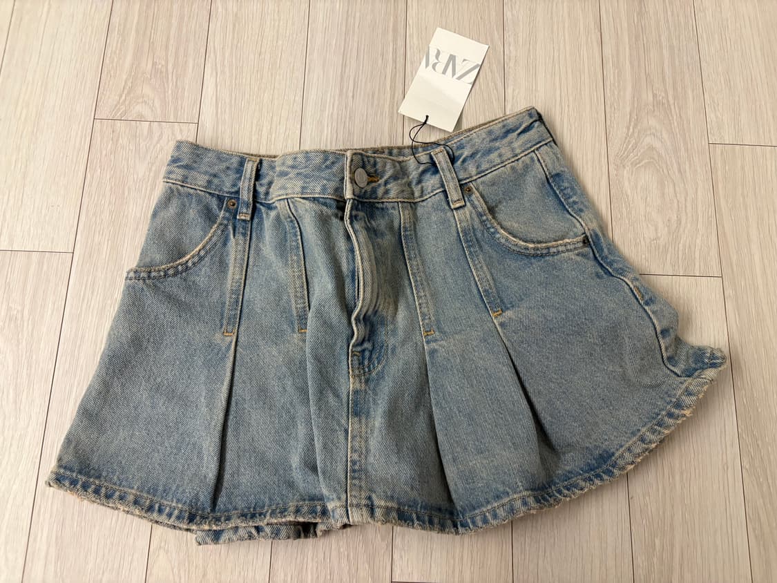 자라 플리츠 데님 스커트 s 새상품 상품이미지1