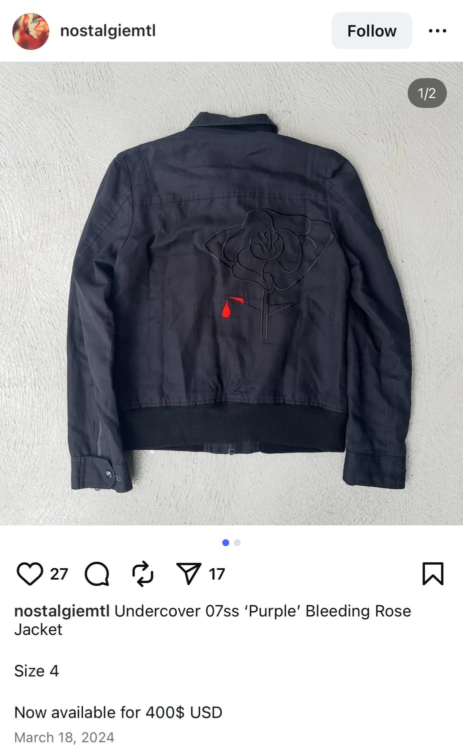 07ss 언더커버 blood rose 아카이브 자켓 상품이미지7