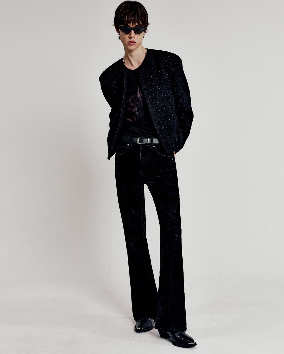 엘무드 LMOOD 루즈핏 트위드 노카라 자켓 상품이미지1